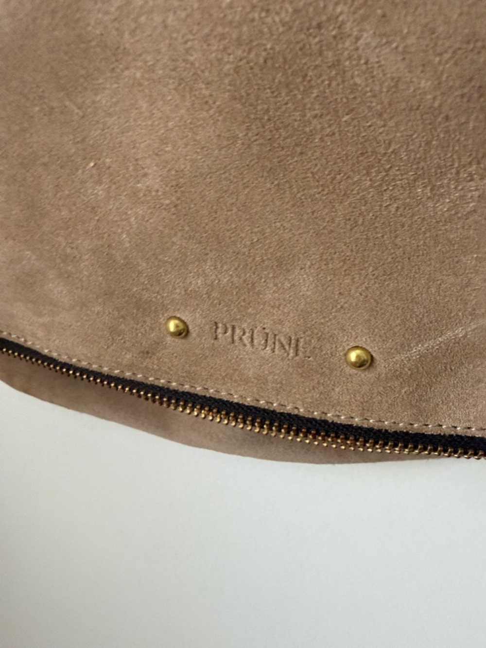 Prune Tan Suede Crossbody Bag with Gold Chain - Picture 3 of 16